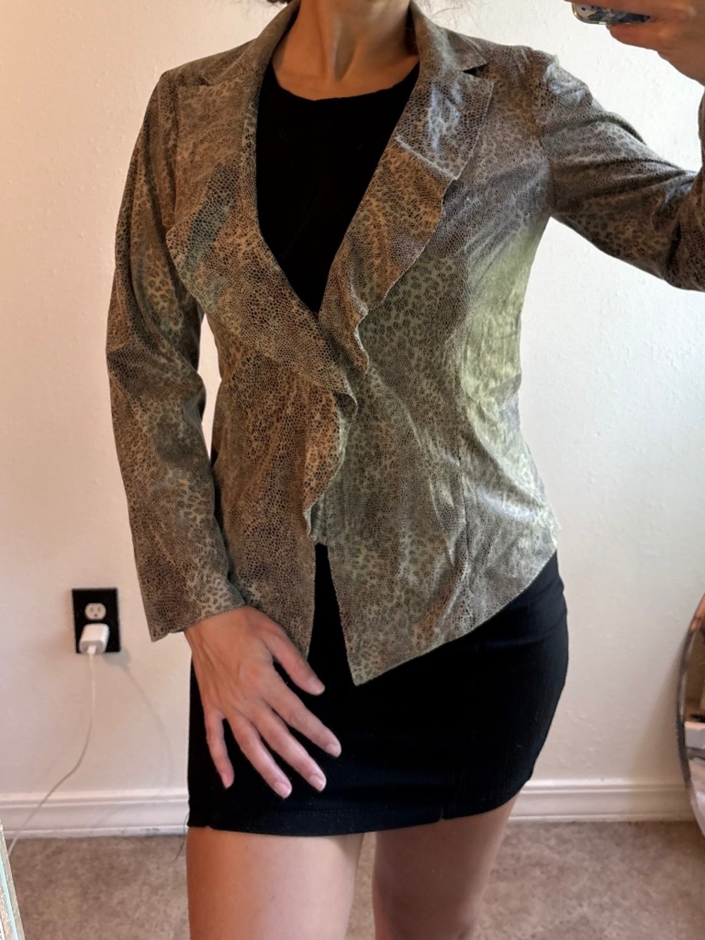 Chicos Unique faux snakeskin blazer